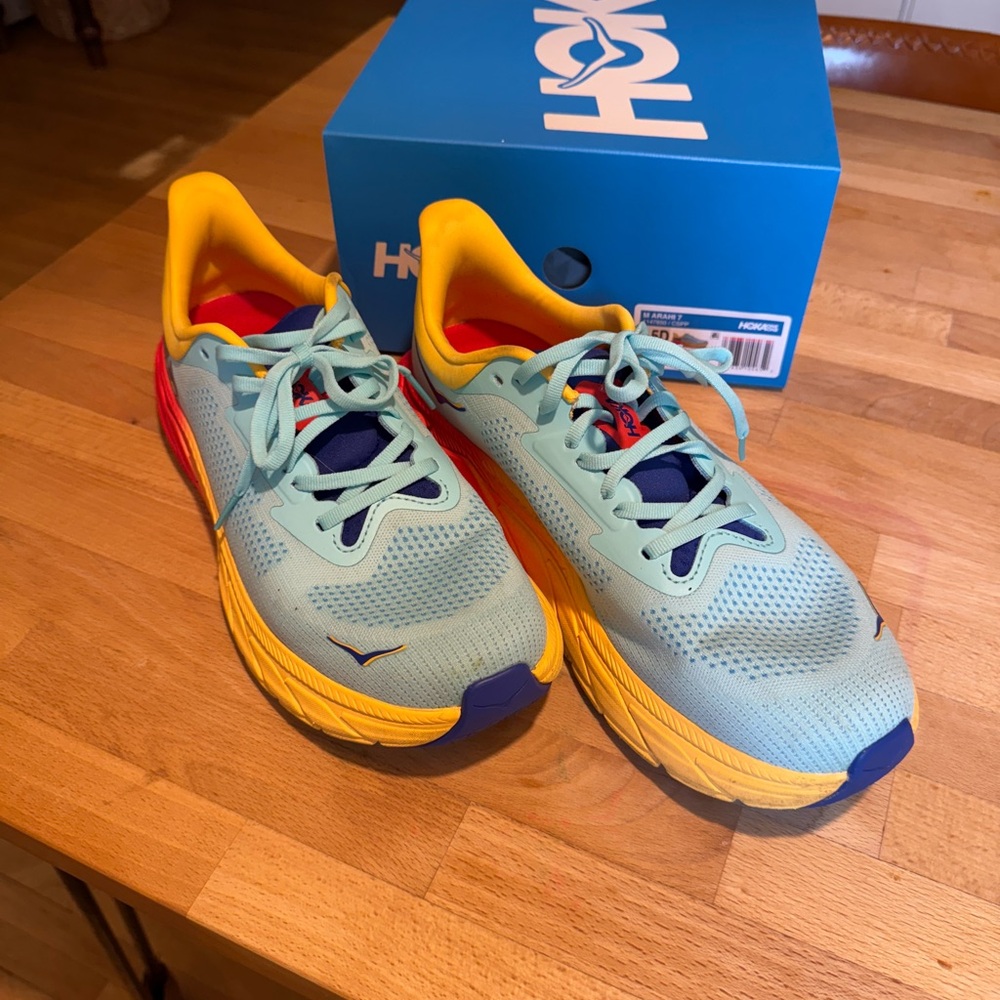 Hoka Arahi 7 Running Shoes in Light Blue and Yellow size 9.5 - Picture 4 of 5